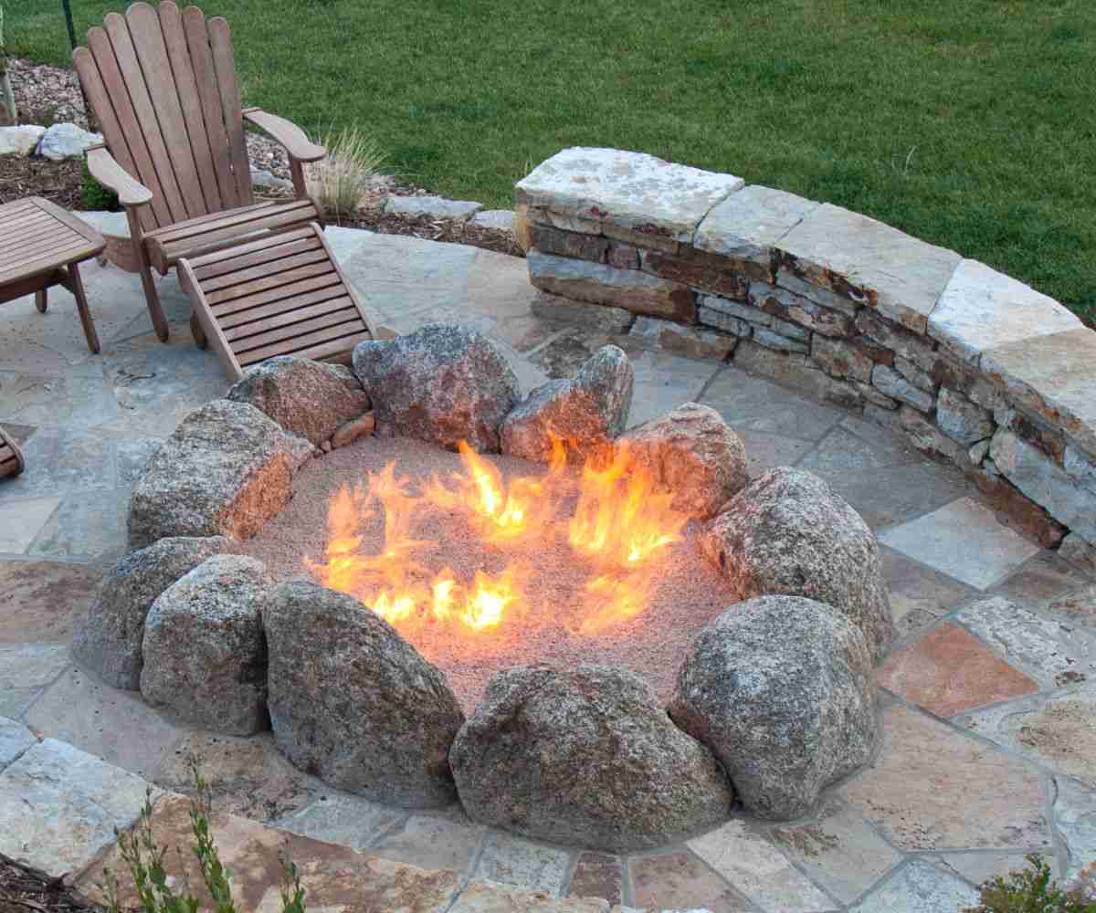 Outdoor firepits placed outside a Las Vegas home.